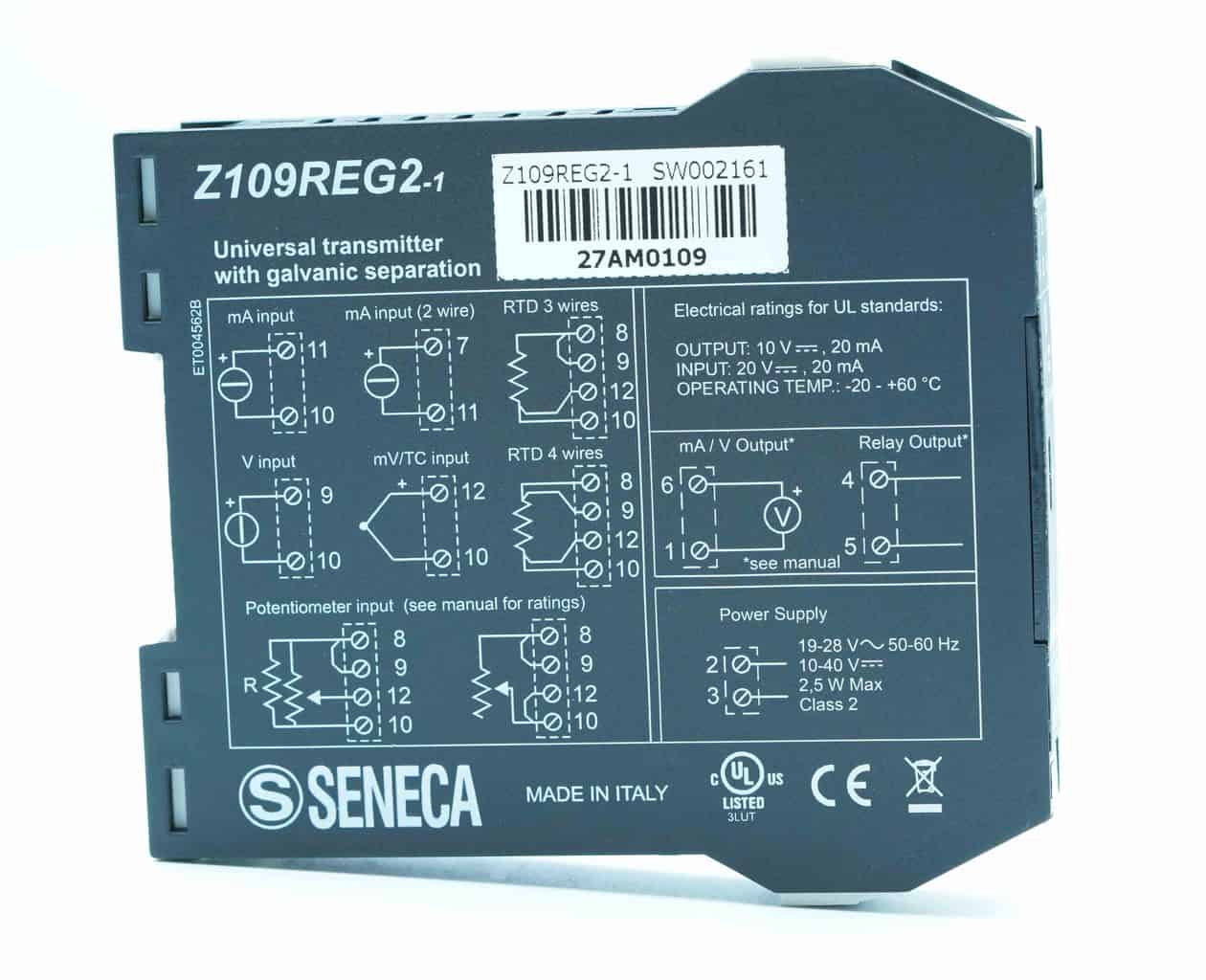Bộ chuyển đổi tín hiệu 4-20mA sang 4-20mA Z109REG2-1 Seneca
