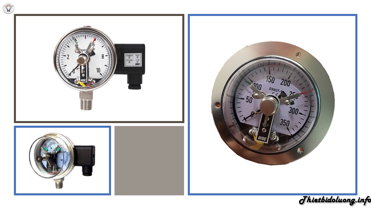 Đồng hồ đo áp suất 3 kim tiếp điểm điện Wise